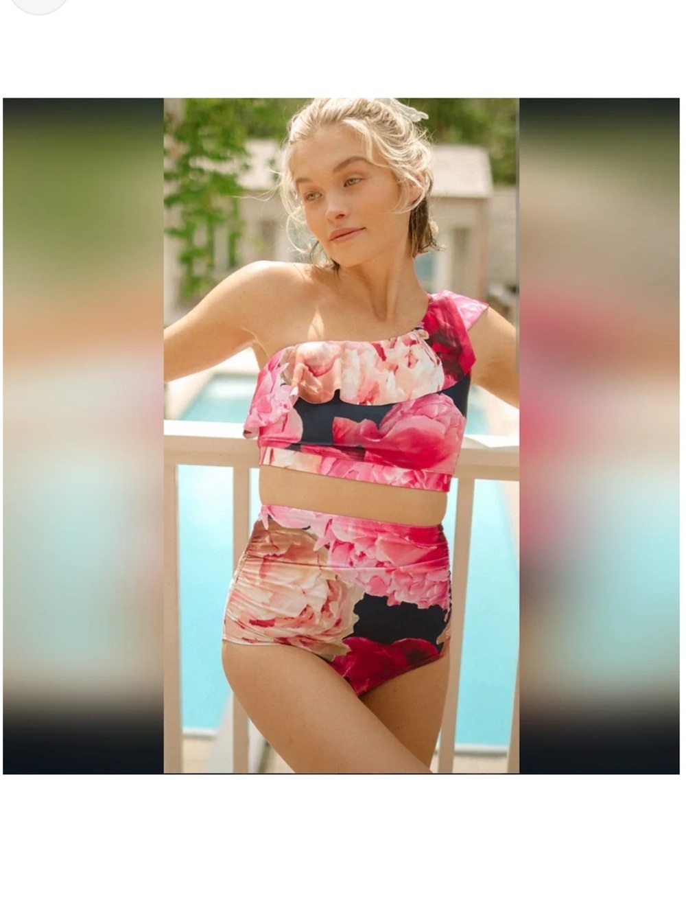 Albion Peony Ruched Bikini Set Size Small
